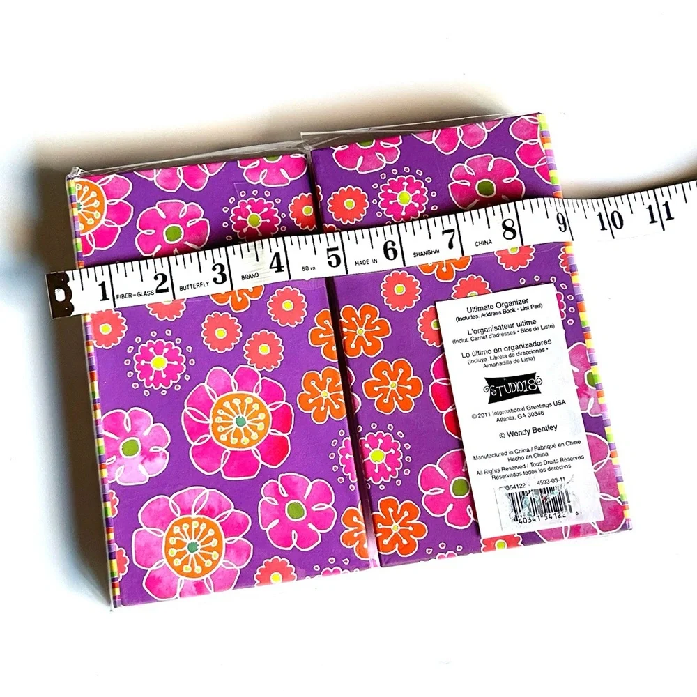 Retro Floral Organizer Address Book To Do Lists Book Purple Pink Orange